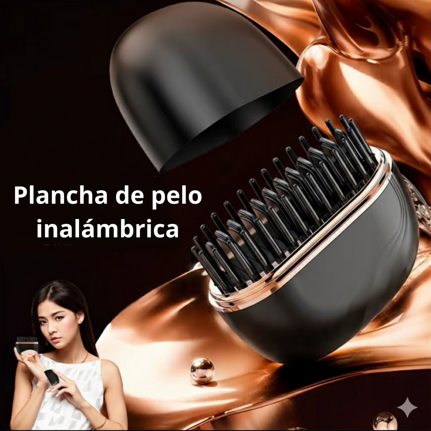 Electric Heating Hair Straightener Brush Portable Mini Hair Straightener 3 Temperature Hot Hair Comb Anti-Scald for Men & Women